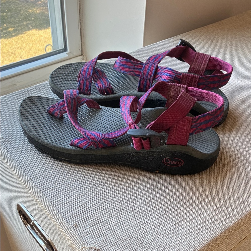 Chaco Magenta and Charcoal Sandals
